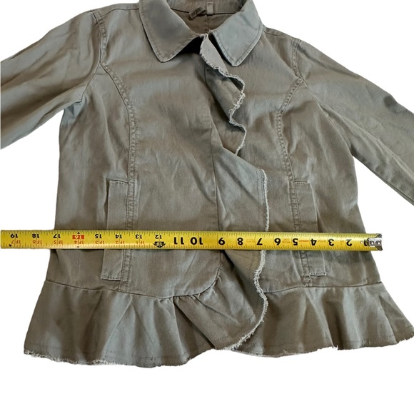 Caslon 100% Cotton Snap Button Ruffle Front Collared Blazer Jacket Size Small - Picture 15 of 17